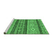 Sideview of Machine Washable Abstract Emerald Green Modern Area Rugs, wshabs2501emgrn