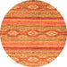 Round Machine Washable Southwestern Orange Country Area Rugs, wshabs2502org