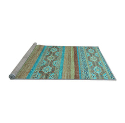 Sideview of Machine Washable Southwestern Light Blue Country Rug, wshabs2502lblu