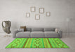 Machine Washable Southwestern Green Country Area Rugs in a Living Room,, wshabs2502grn