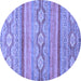 Round Southwestern Blue Country Rug, abs2502blu