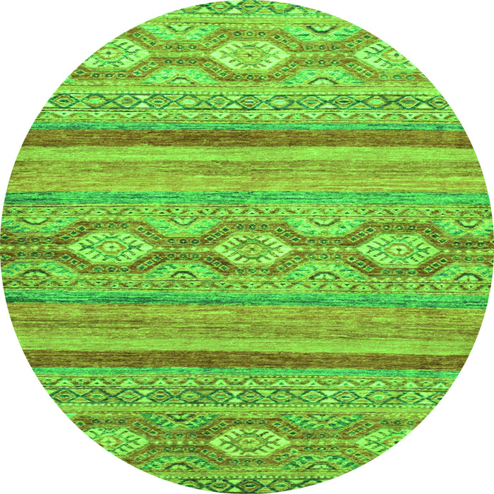 Round Southwestern Green Country Rug, abs2502grn