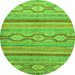 Round Southwestern Green Country Rug, abs2502grn