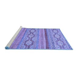 Sideview of Machine Washable Southwestern Blue Country Rug, wshabs2502blu