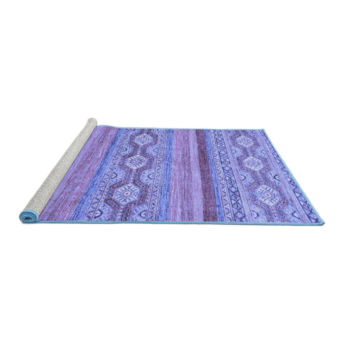 Sideview of Machine Washable Southwestern Blue Country Rug, wshabs2502blu