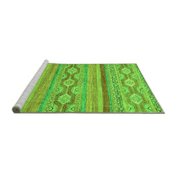 Sideview of Machine Washable Southwestern Green Country Area Rugs, wshabs2502grn
