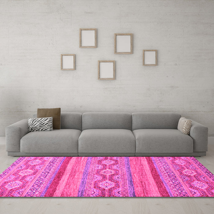 Machine Washable Southwestern Pink Country Rug in a Living Room, wshabs2502pnk