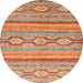 Round Machine Washable Abstract Orange Rug, wshabs2502