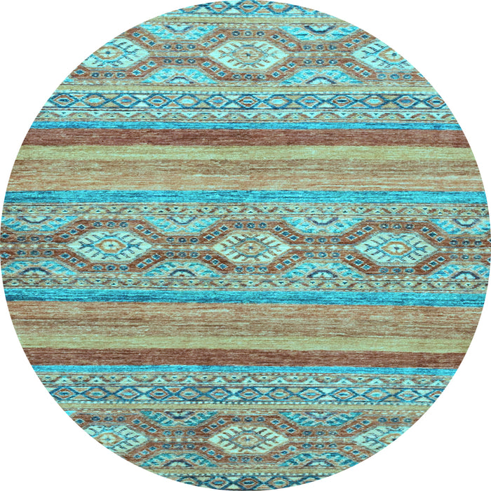 Round Southwestern Light Blue Country Rug, abs2502lblu
