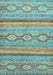 Machine Washable Southwestern Light Blue Country Rug, wshabs2502lblu