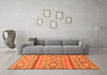 Machine Washable Southwestern Orange Country Area Rugs in a Living Room, wshabs2502org