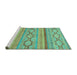 Sideview of Machine Washable Southwestern Turquoise Country Area Rugs, wshabs2502turq