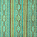 Square Machine Washable Southwestern Turquoise Country Area Rugs, wshabs2502turq