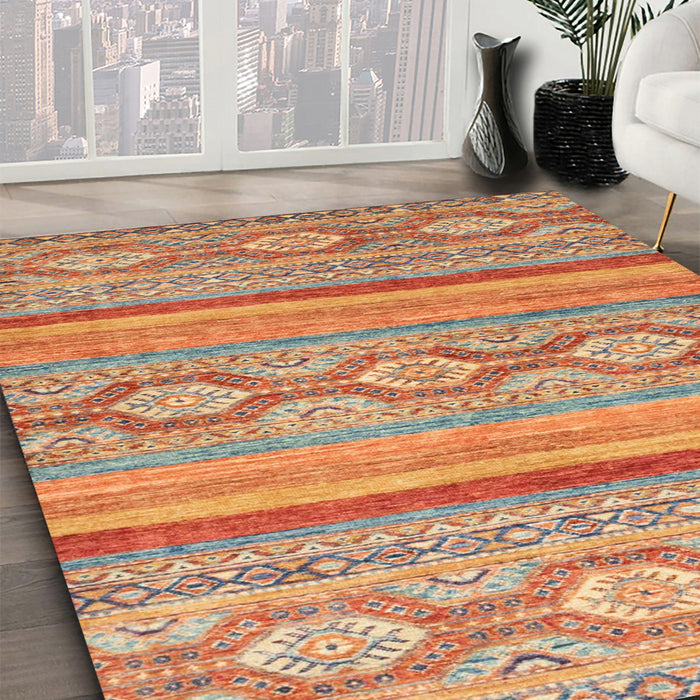 Machine Washable Abstract Orange Rug in a Family Room, wshabs2502