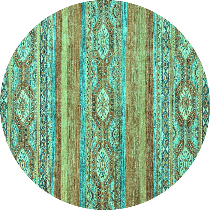 Round Abstract Turquoise Modern Rug, abs2503turq