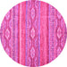 Round Abstract Pink Modern Rug, abs2503pnk