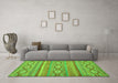 Machine Washable Abstract Green Modern Area Rugs in a Living Room,, wshabs2503grn