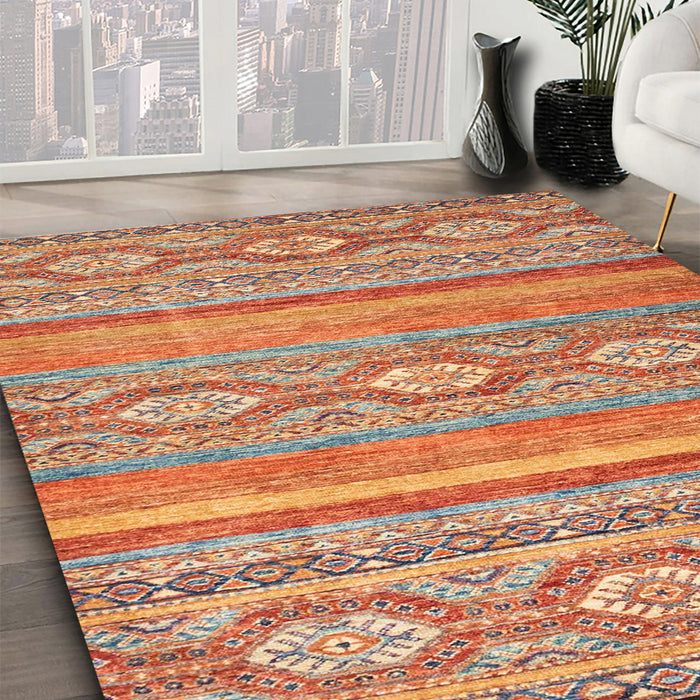 Machine Washable Abstract Red Rug in a Family Room, wshabs2503