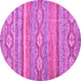 Round Machine Washable Abstract Purple Modern Area Rugs, wshabs2503pur