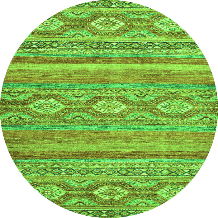 Round Abstract Green Modern Rug, abs2503grn