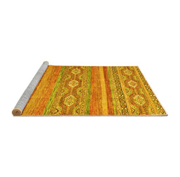Sideview of Machine Washable Abstract Yellow Modern Rug, wshabs2503yw