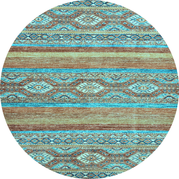 Round Abstract Light Blue Modern Rug, abs2503lblu