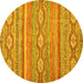 Round Abstract Yellow Modern Rug, abs2503yw