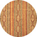 Round Abstract Brown Modern Rug, abs2503brn