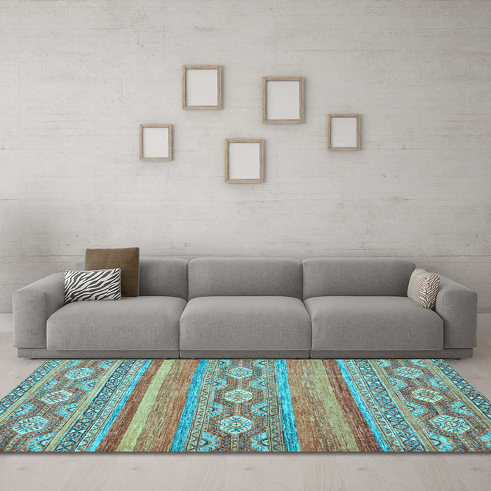 Machine Washable Abstract Light Blue Modern Rug in a Living Room, wshabs2503lblu
