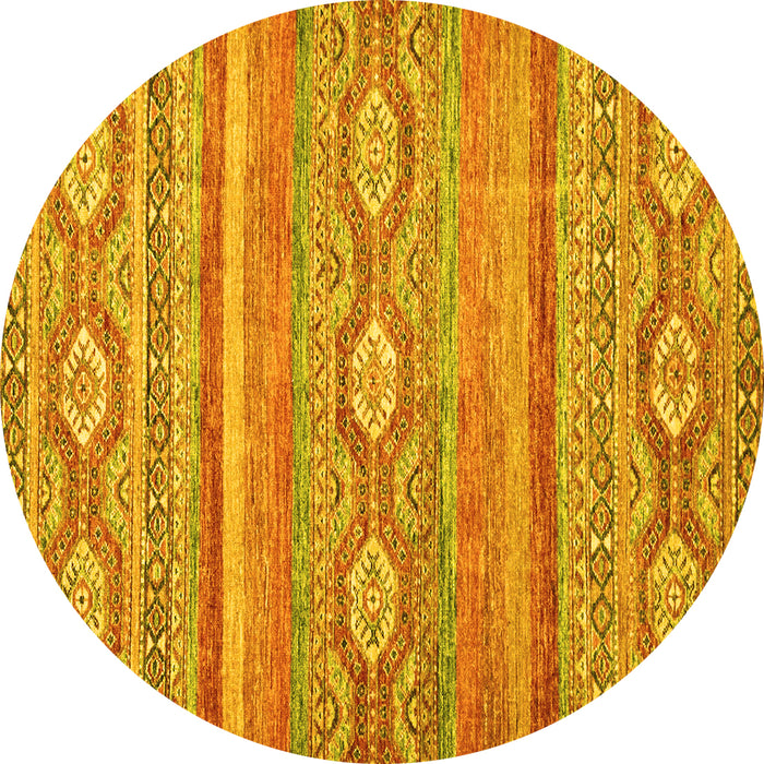 Round Machine Washable Abstract Yellow Modern Rug, wshabs2503yw