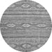 Round Machine Washable Abstract Gray Modern Rug, wshabs2503gry