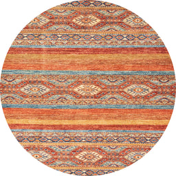 Round Machine Washable Abstract Red Rug, wshabs2503