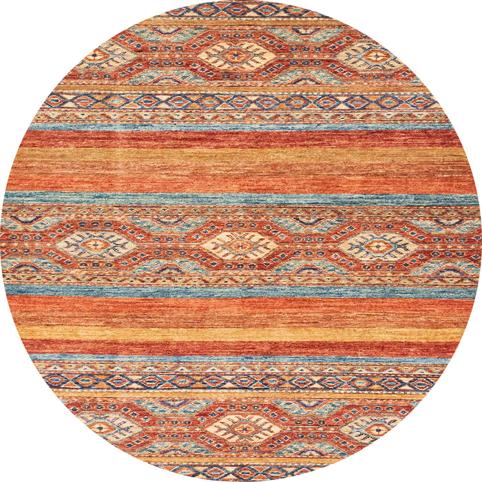 Round Machine Washable Abstract Red Rug, wshabs2503