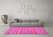 Machine Washable Abstract Pink Modern Rug in a Living Room, wshabs2503pnk