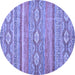 Round Abstract Blue Modern Rug, abs2503blu