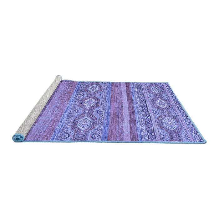 Sideview of Machine Washable Abstract Blue Modern Rug, wshabs2503blu
