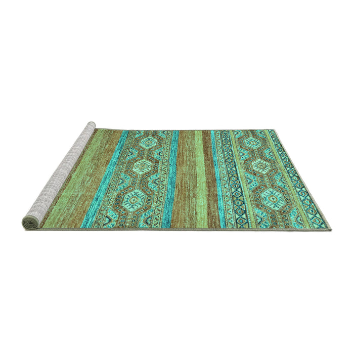 Sideview of Machine Washable Abstract Turquoise Modern Area Rugs, wshabs2503turq