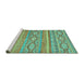 Sideview of Machine Washable Abstract Turquoise Modern Area Rugs, wshabs2503turq