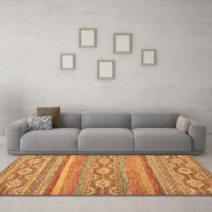 Machine Washable Abstract Brown Modern Rug in a Living Room,, wshabs2503brn