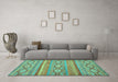 Machine Washable Abstract Turquoise Modern Area Rugs in a Living Room,, wshabs2503turq