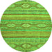 Round Machine Washable Abstract Green Modern Area Rugs, wshabs2503grn