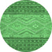 Round Southwestern Emerald Green Country Rug, abs2504emgrn