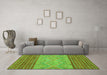 Machine Washable Southwestern Green Country Area Rugs in a Living Room,, wshabs2504grn