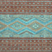 Square Machine Washable Southwestern Light Blue Country Rug, wshabs2504lblu