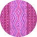 Round Machine Washable Southwestern Purple Country Area Rugs, wshabs2504pur