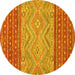 Round Southwestern Yellow Country Rug, abs2504yw