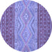 Round Southwestern Blue Country Rug, abs2504blu