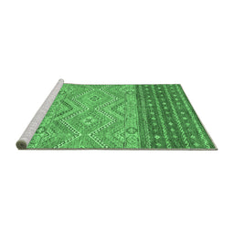 Sideview of Machine Washable Southwestern Emerald Green Country Area Rugs, wshabs2504emgrn