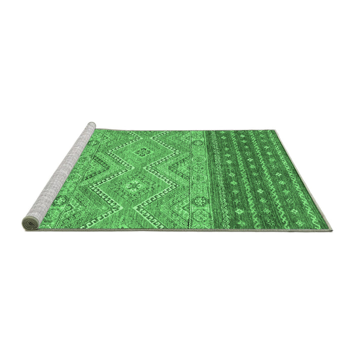 Sideview of Machine Washable Southwestern Emerald Green Country Area Rugs, wshabs2504emgrn