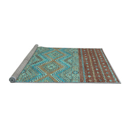 Sideview of Machine Washable Southwestern Light Blue Country Rug, wshabs2504lblu